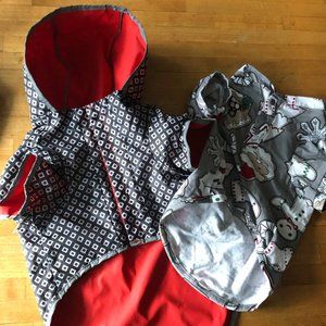 Reversible Dogs Rain Coat Jacket Waterproof + Pajamagram Cotton Dogs Shirt